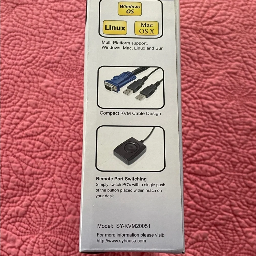 NWT Syba 2 Port USB Cable KVM Switch NIB unused